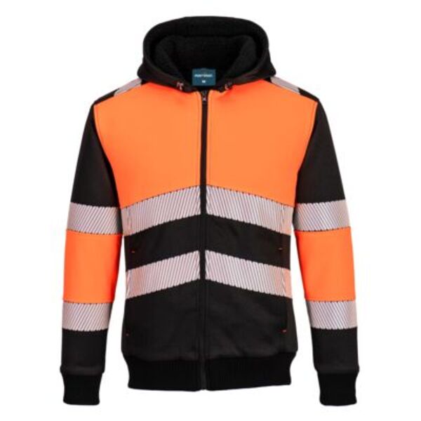 PW3 Hi-Vis Zipped Class 1 Winter Hoodie Thumbnail